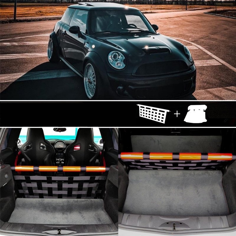 Clubsport Komplettset - Strebe mit Netz und Teppich für Mini R56 Cooper S JCW
